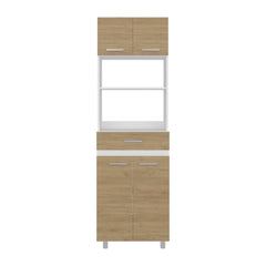 Lakeridge Pantry Cabinet – Modern Storage Solution with White and Macadamia Wood Finish