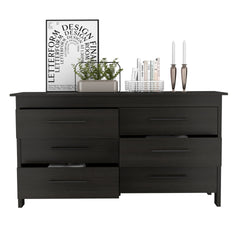 6 Drawer Double Dresser Wezz, Bedroom, Black