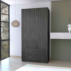 Three Door Armoire Clark, Bedroom, Smokey Oak / White