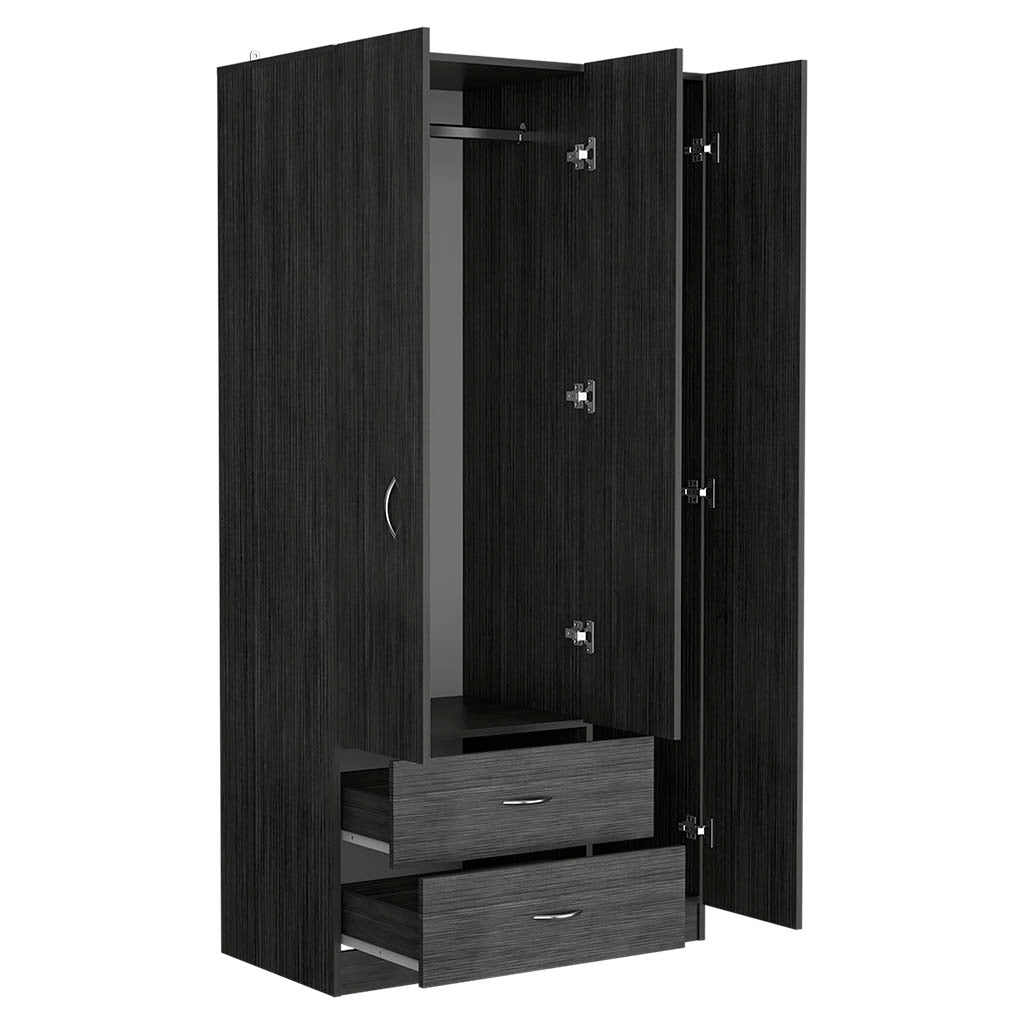 Three Door Armoire Clark, Bedroom, Smokey Oak / White