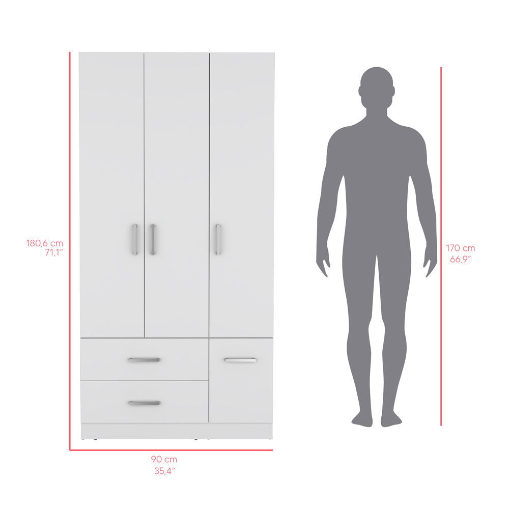 Four Door Armoire Crosby, Bedroom, White