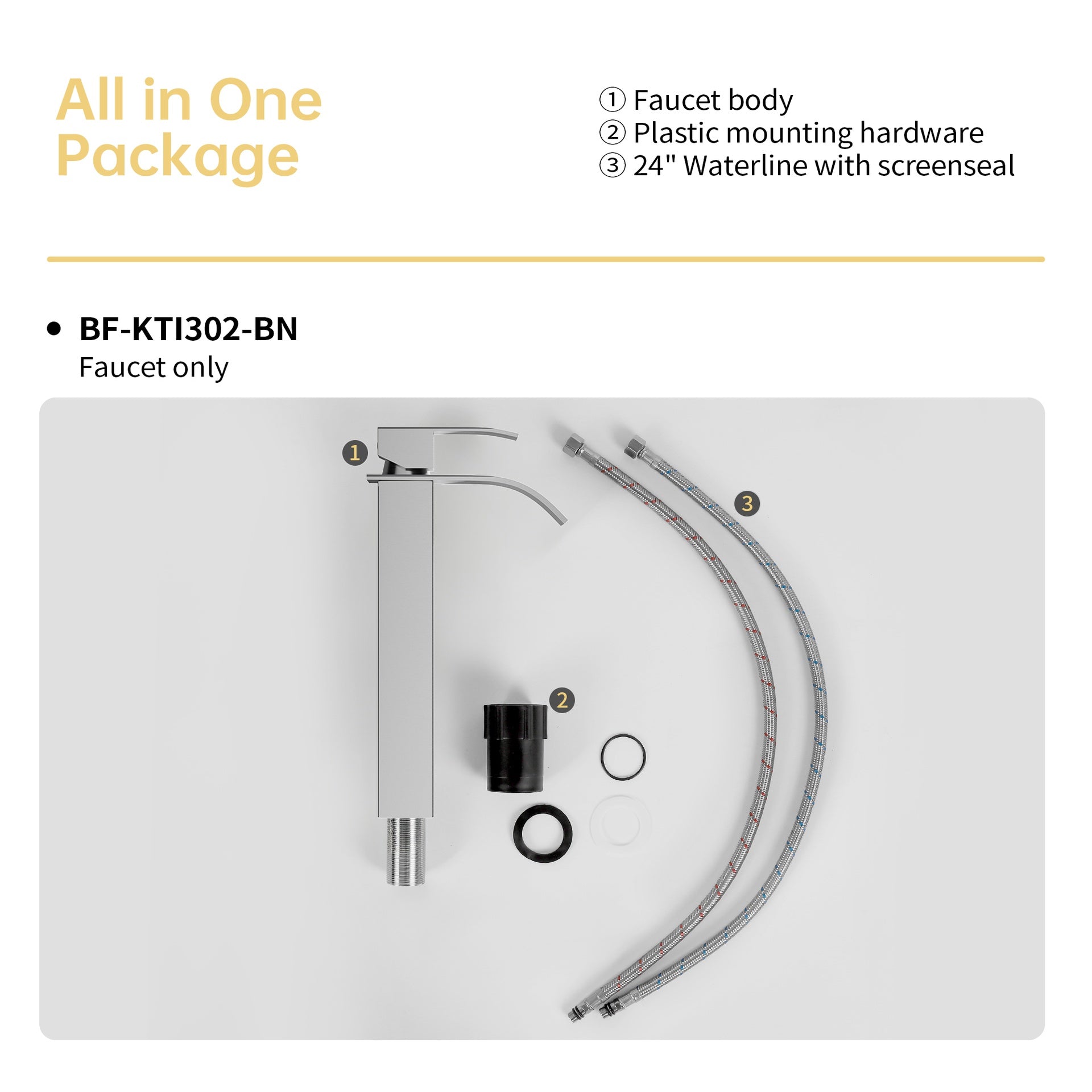 Bothwa Home CUPC Certified 6" Lark Single Handle Bathroom Sink Faucet (Brushed Nickel Finish)