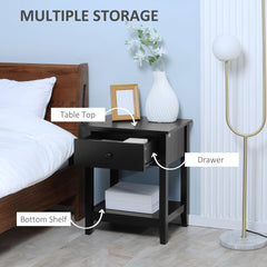 HOMCOM End Table, 2-tier Side Table with Drawer and Storage Shelf, Modern Beside Table for Bedroom, Living Room, Black