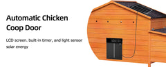 Automatic Chicken Coop with Solar-Powered Door, Weatherproof Design, Ventilated, with 2 Nesting Boxes, Timer & Light Sensor – Durable Outdoor Chicken House with Pull-Out Tray for Easy Cleaning