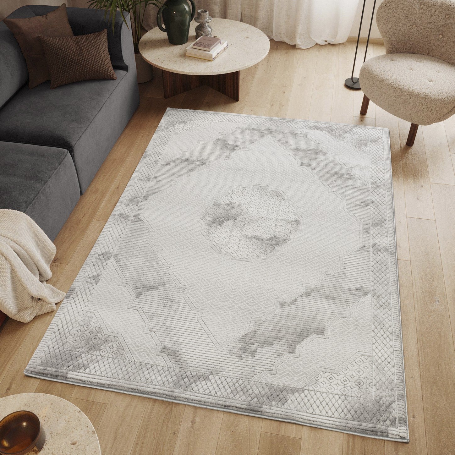 Geometrix GC_DIM1004 Gray 5 ft. 3 in. x 7 ft. 3 in. Area Rug