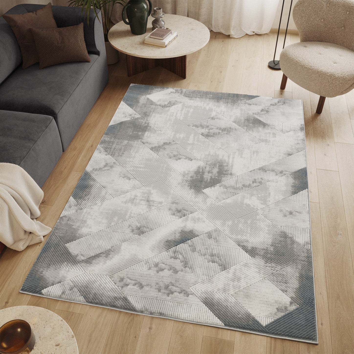 Geometrix GC_DIM1012 Gray 5 ft. 3 in. x 7 ft. 3 in. Area Rug