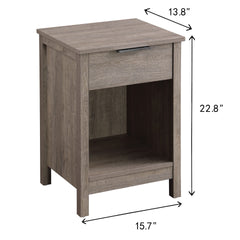 Nightstand with Drawer,End Table With Drawer and Open Shelf,Easy Assemble,Sturdy Side Frames,Metal Handle,Night Stand for Bedroom, Side Table for LivingRoom,Rustic Grey