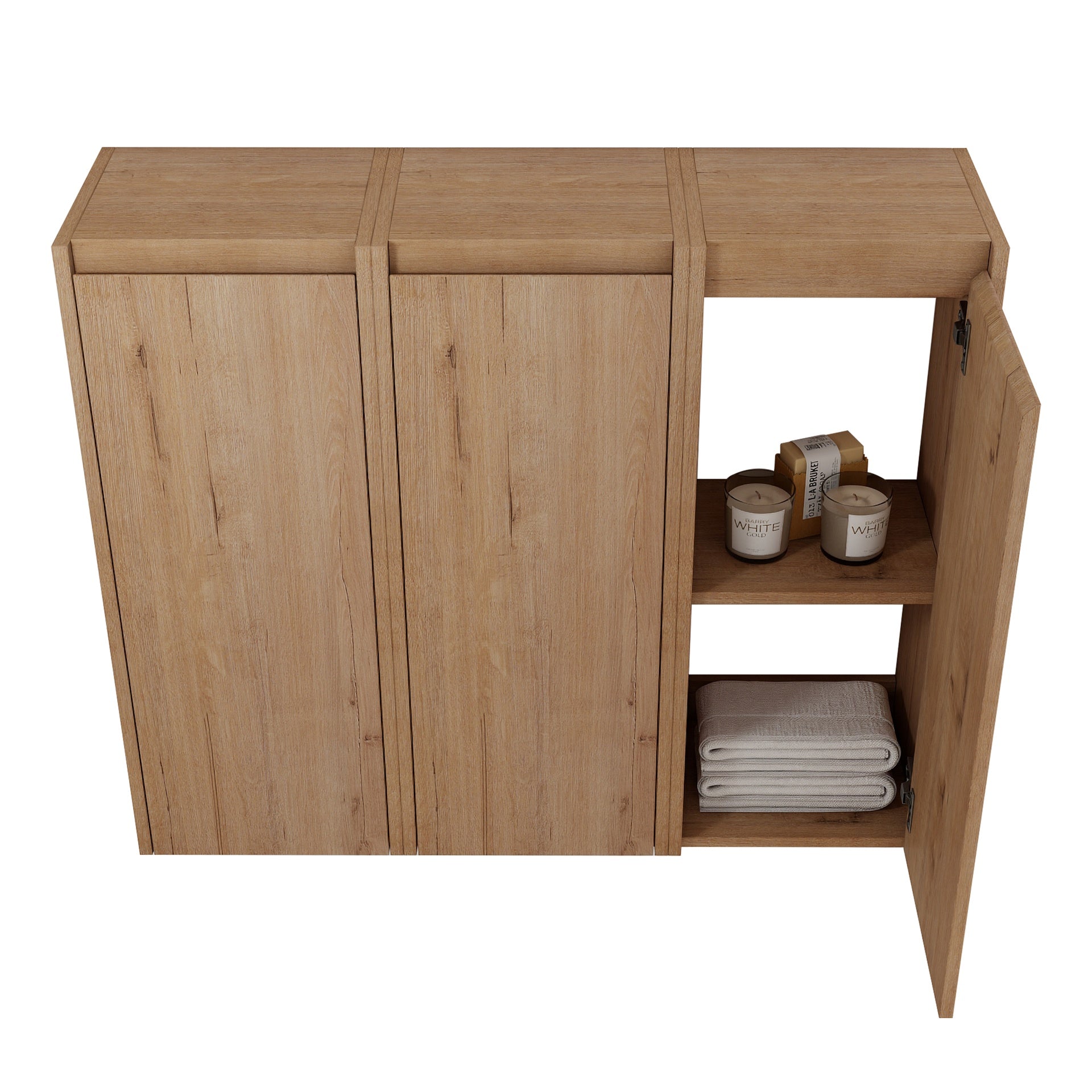 36" Bathroom Side Cabinet, 3-Soft Close Doors, Float Mounting Design, 12*3(KD-Packing)