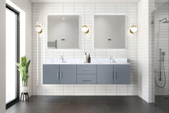 Dark Grey Double Bath Vanity 80 in. W x 22 in. D, Carrara Marble Top, and Faucet Set