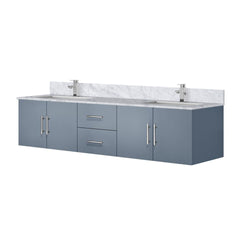 Dark Grey Double Bath Vanity 80 in. W x 22 in. D, Carrara Marble Top, and Faucet Set