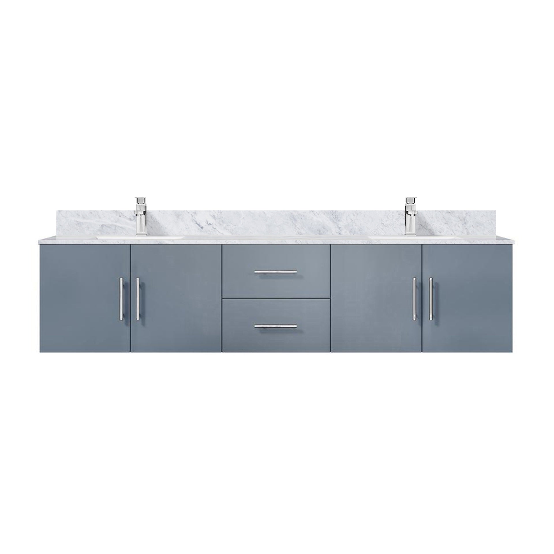 Dark Grey Double Bath Vanity 80 in. W x 22 in. D, Carrara Marble Top, and Faucet Set