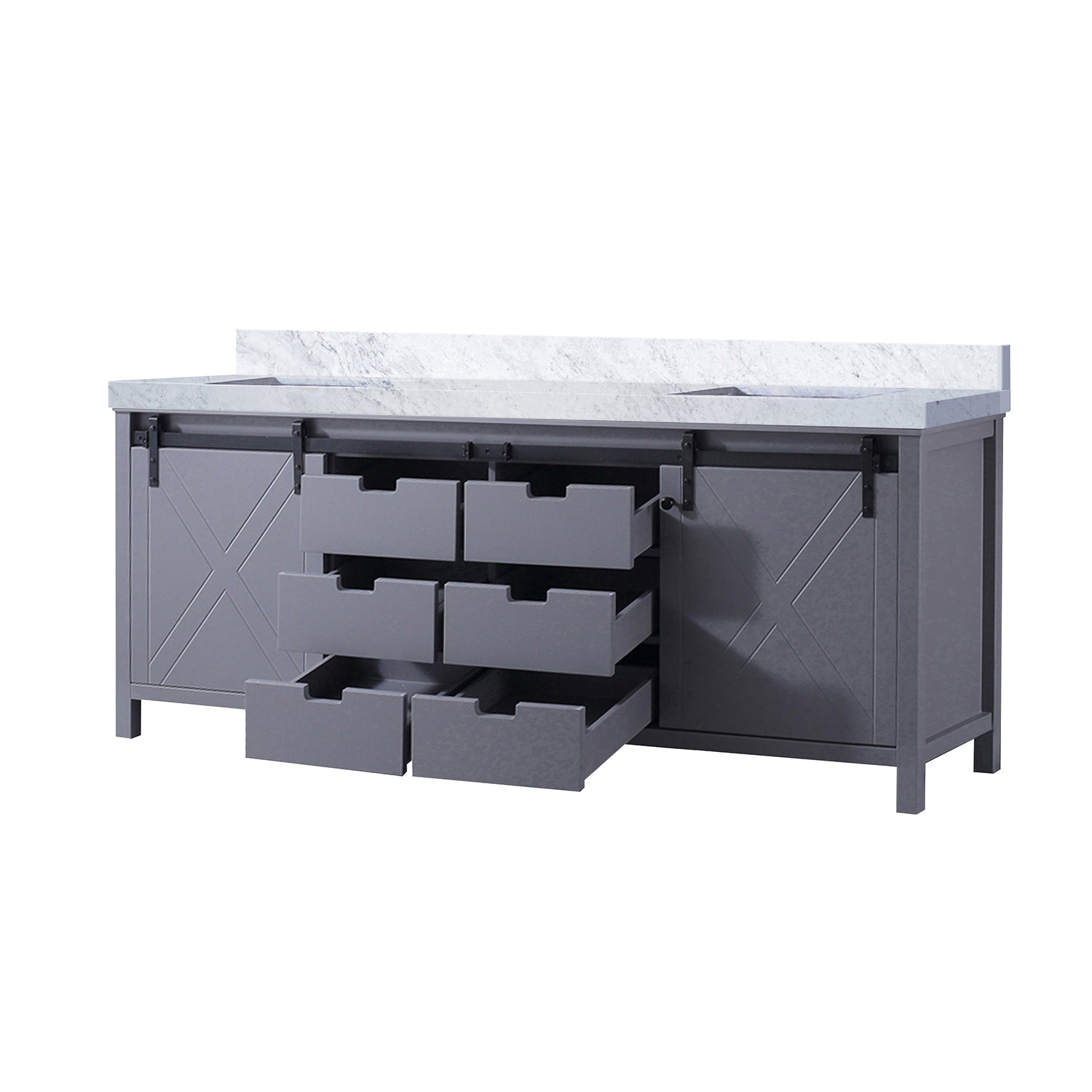 Dark Grey Double Bath Vanity 84 in. W x 22 in. D, with Carrara Marble Countertop