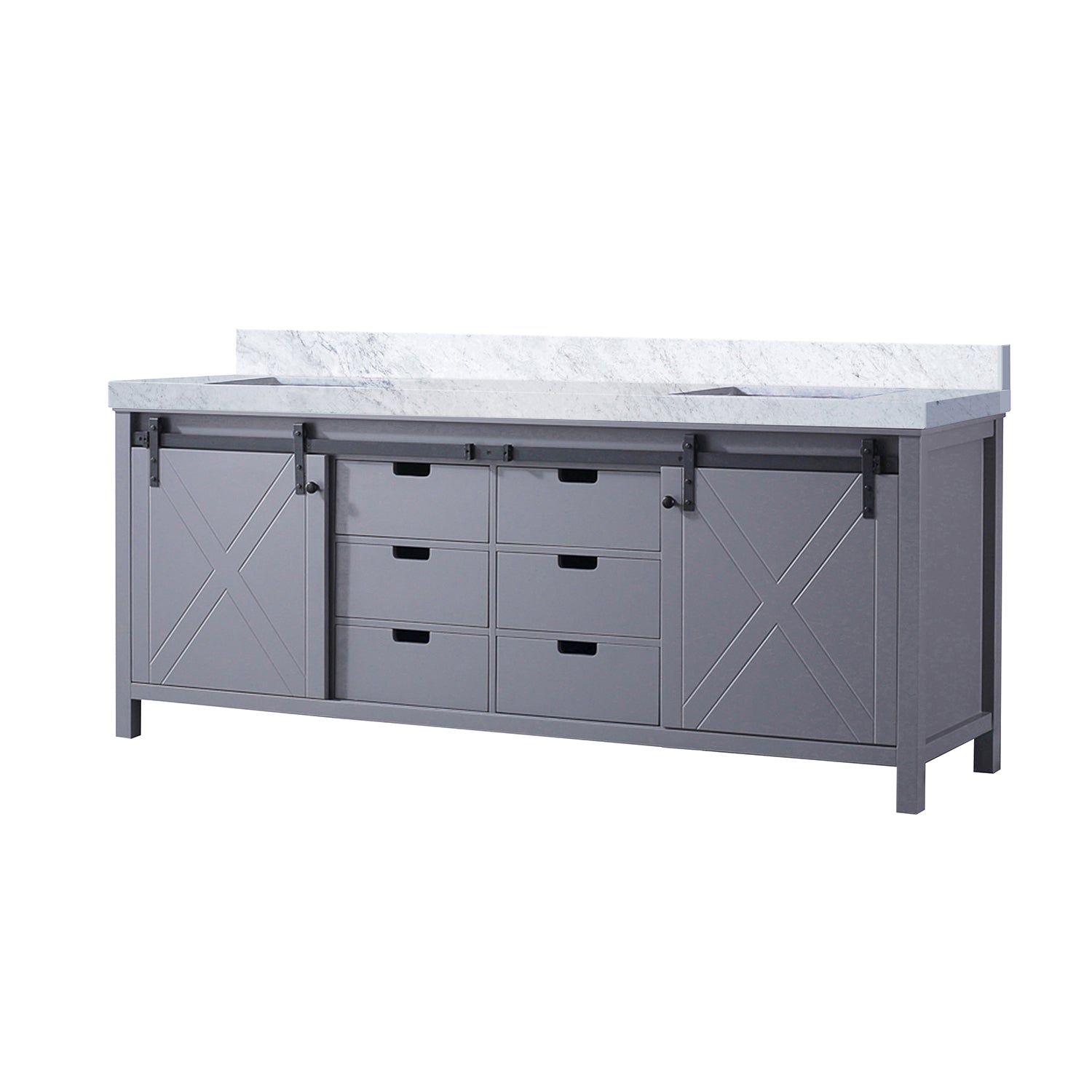 Dark Grey Double Bath Vanity 84 in. W x 22 in. D, with Carrara Marble Countertop