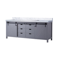 Dark Grey Double Bath Vanity 84 in. W x 22 in. D, with Carrara Marble Countertop