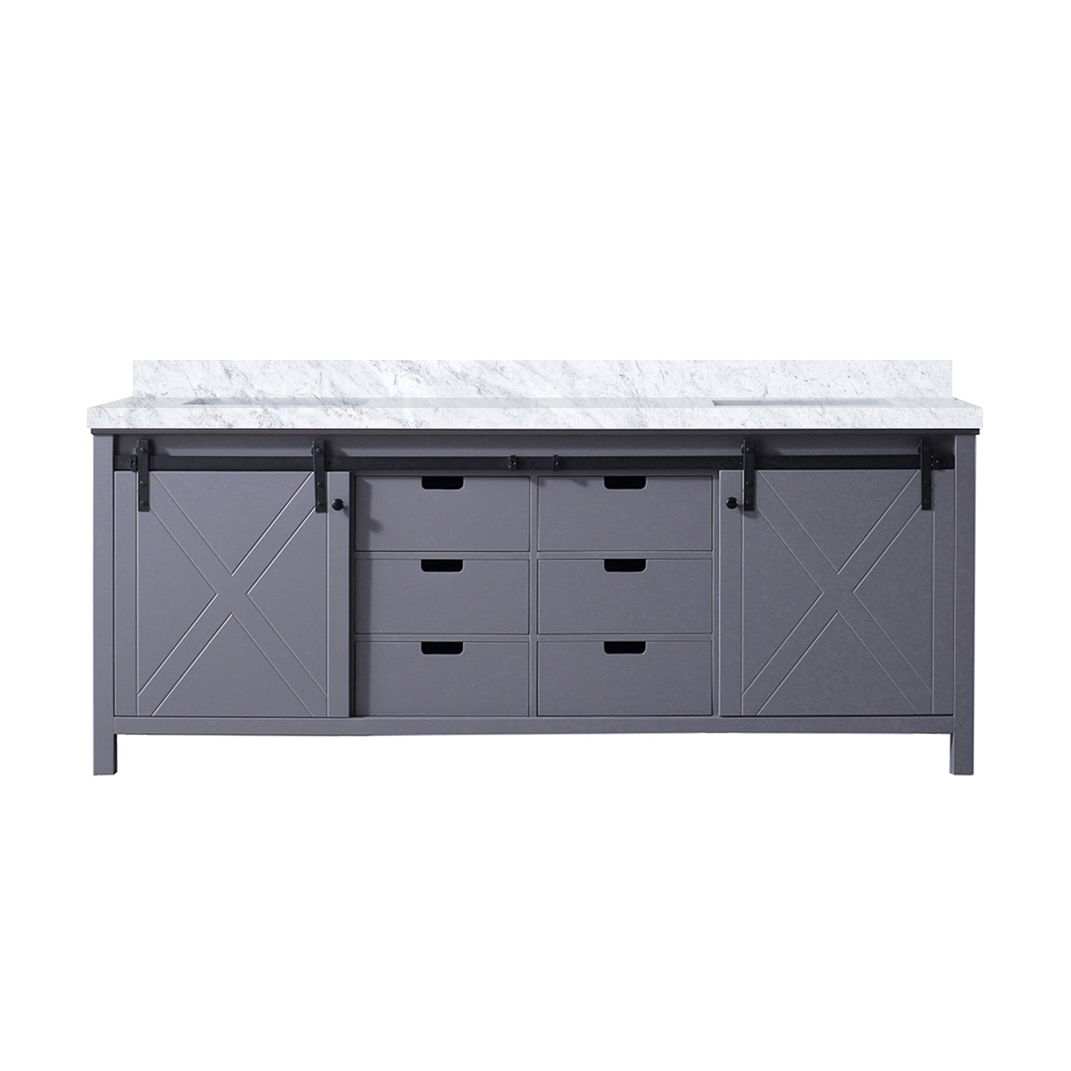 Dark Grey Double Bath Vanity 84 in. W x 22 in. D, with Carrara Marble Countertop