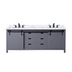 Dark Grey Double Bath Vanity 84 in. W x 22 in. D, Carrara Marble Countertop and Faucet Set