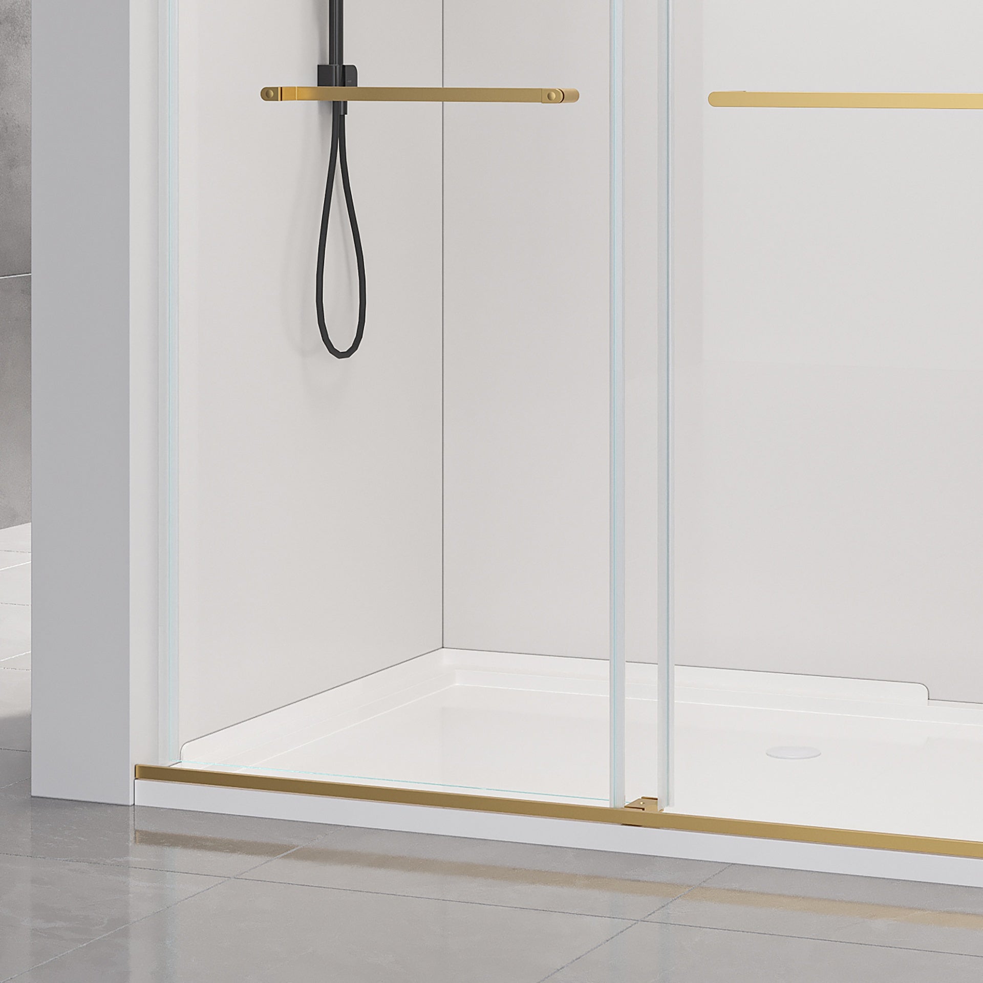 56-60*76 INCH Double Sliding Frameless Soft-Close Shower Door with Premium (8mm)Thick Tampered Glass and Easy-Cleaning Coating In Brushed Gold