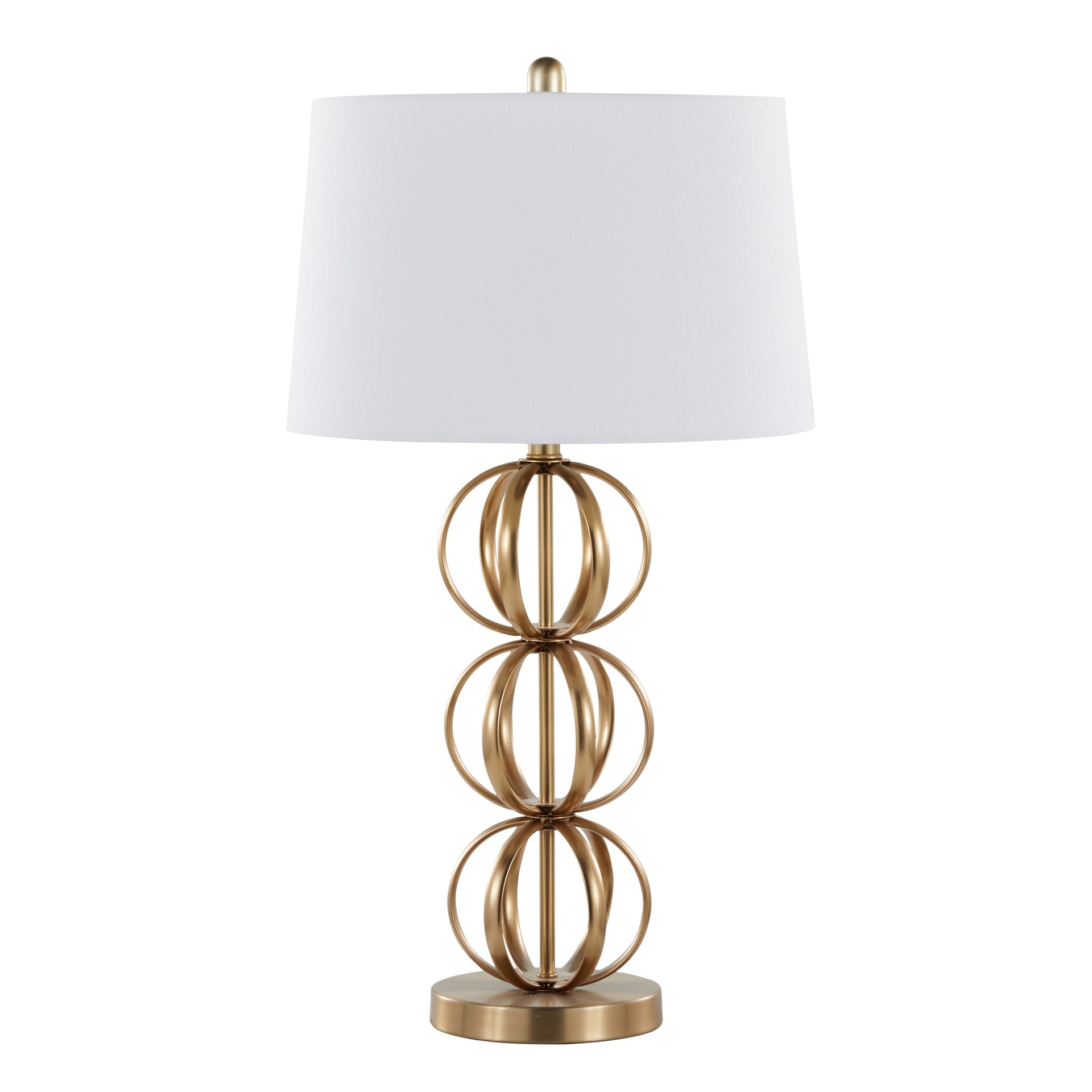 Linx 29" Contemporary Metal Table Lamp in Gold Metal and White Linen Shade from Grandview Gallery by LumiSource - Set of 2