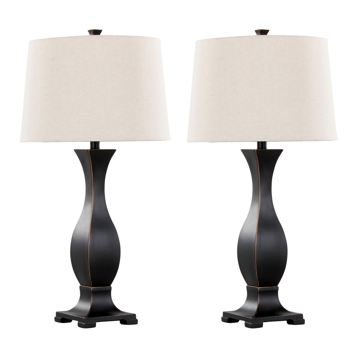 Riley 29" Contemporary Polyresin Table Lamp in Oil Rubbed Bronze Polyresin with Oat Linen Shade from Grandview Gallery by LumiSource - Set of 2