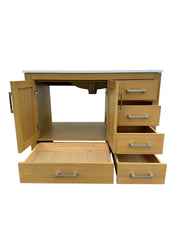 42" Bathroom Vanity with Sink & Faucet Hole, Bathroom Storage Vanity Sink Cabinet with 2 Doors ＆ 5 Drawers in Oak