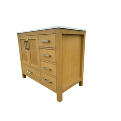 42" Bathroom Vanity with Sink & Faucet Hole, Bathroom Storage Vanity Sink Cabinet with 2 Doors ＆ 5 Drawers in Oak