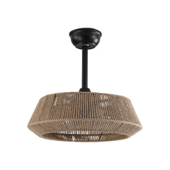 19" Bedroom Fan Light with Rope Suspension with 4 Bulbs, Dimmable, 7 Dlades, Reversible DC Motor