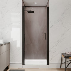 32-34 in.W x 72 in.H Pivot Frameless Shower Door,1/4 in. Clear Glass Pivot Swing Shower Doors in Matt Black,Pivot Shower Door Reversible Installation
