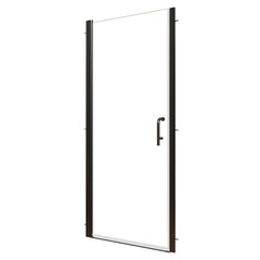 32-34 in.W x 72 in.H Pivot Frameless Shower Door,1/4 in. Clear Glass Pivot Swing Shower Doors in Matt Black,Pivot Shower Door Reversible Installation