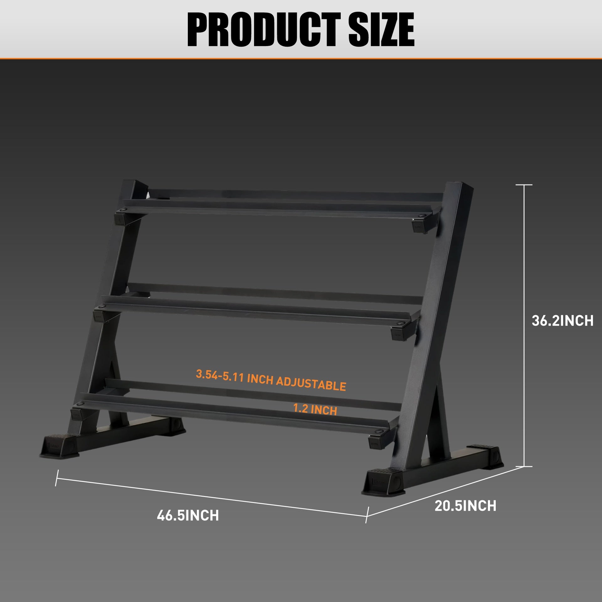 3-Tier Dumbbell Rack Stand: Holds 5-50lb weights with a 1100 lb max capacity. Designed specifically for dumbbell storage.