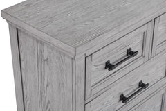Contemporary Light Gray Finish 1pc Dresser Wooden Bedroom Furniture Metal Pull Furniture