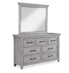 Contemporary Light Gray Finish 1pc Dresser Wooden Bedroom Furniture Metal Pull Furniture