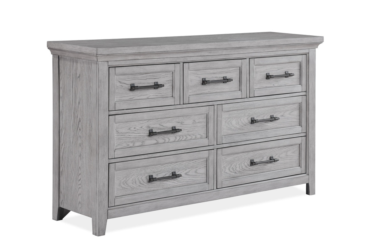 Contemporary Light Gray Finish 1pc Dresser Wooden Bedroom Furniture Metal Pull Furniture
