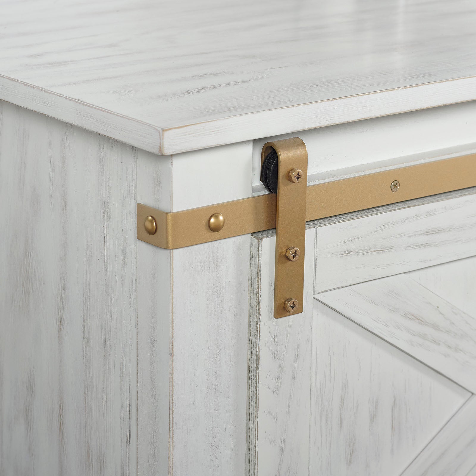 Antique White Gold Accents Rustic Style 1pc Coffee Table Storage Drawer Shelve Living Room Tables