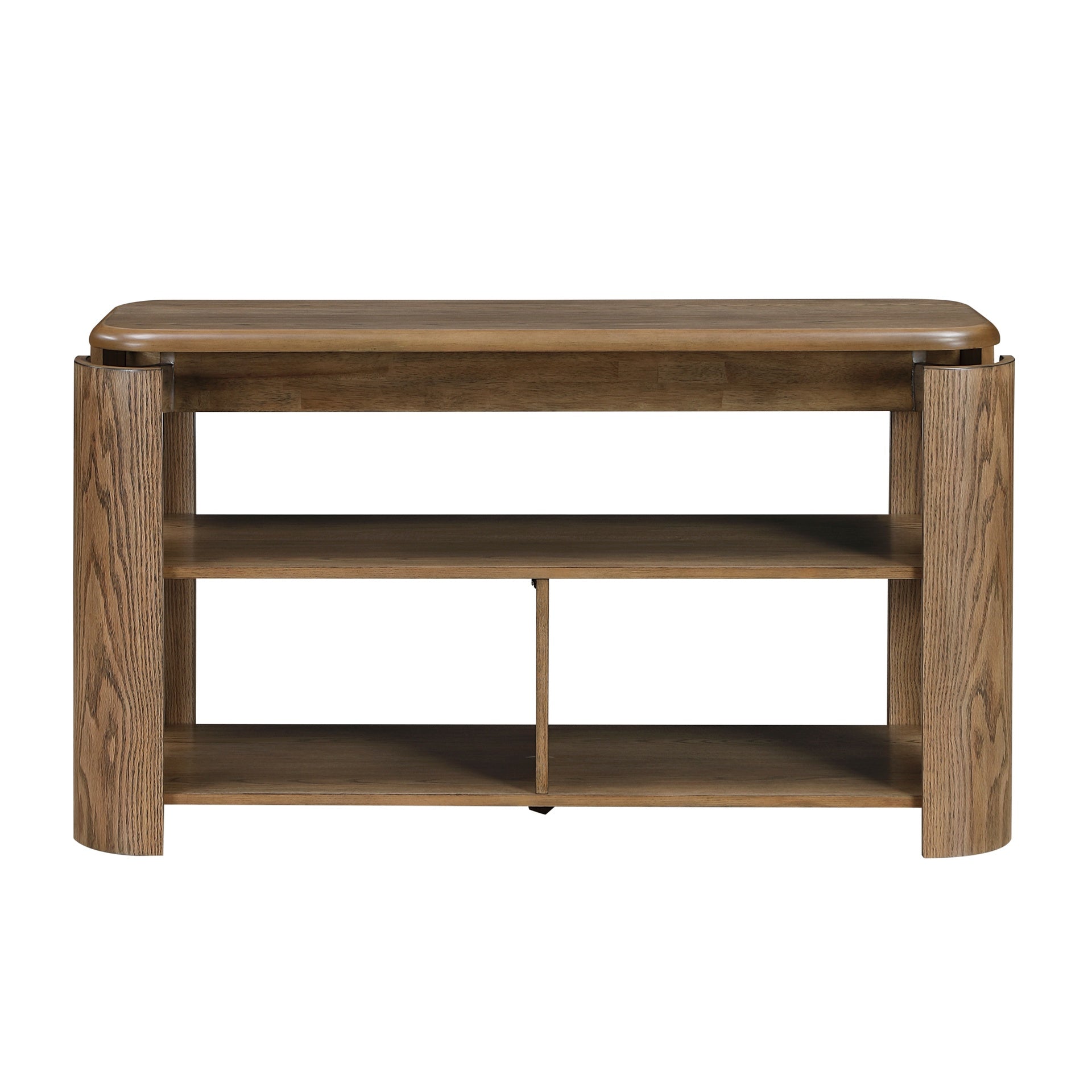Brown Finish Sofa Table with Storage Open Shelves Living Room Furniture 1pc Console Table
