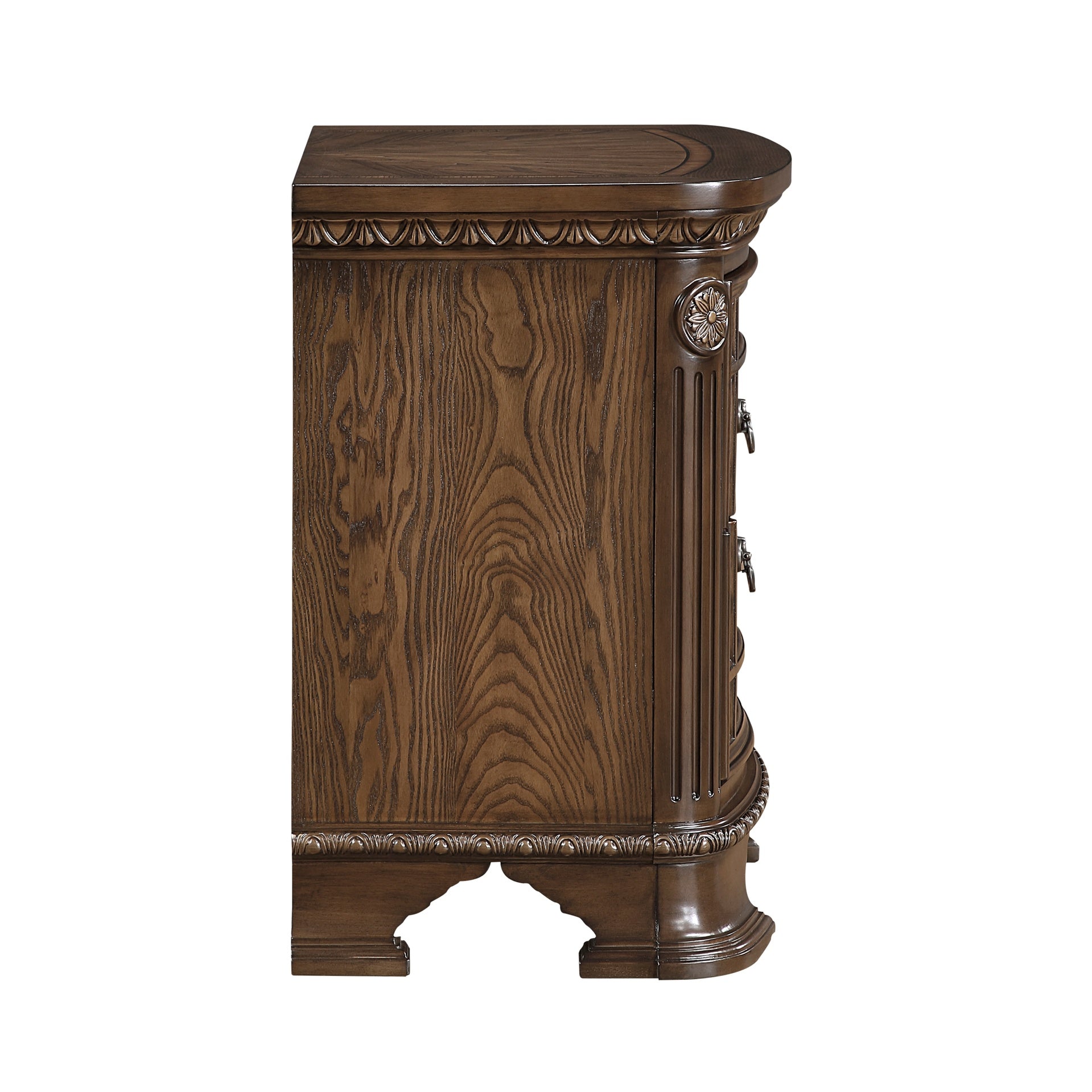 1pc Dark Brown Finish Elegant Design Traditional Nightstand with 2x Drawers Storage Wooden Bedroom Furniture Formal Bedside Cabinet