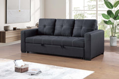 Sectional Sofa Pull out Bed Living Room Couch Black Polyfiber Upholstered Tufted Convertible Sofa