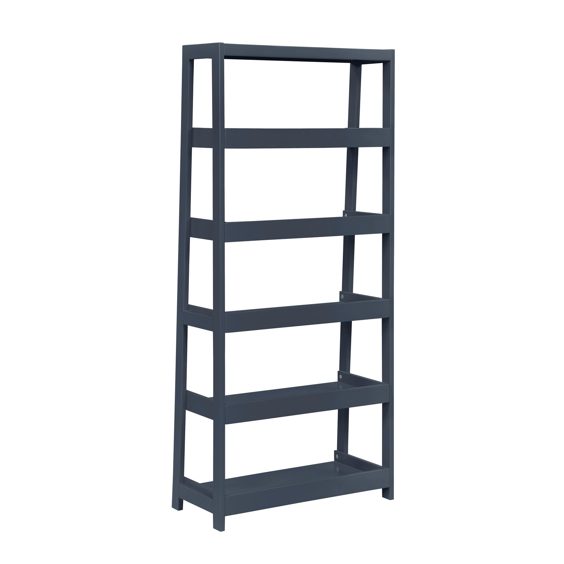 Modern Traditional Bookcase 5-Shelves Sleek Blue Finish Wooden Furniture 1pc Display Rack