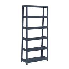Modern Traditional Bookcase 5-Shelves Sleek Blue Finish Wooden Furniture 1pc Display Rack
