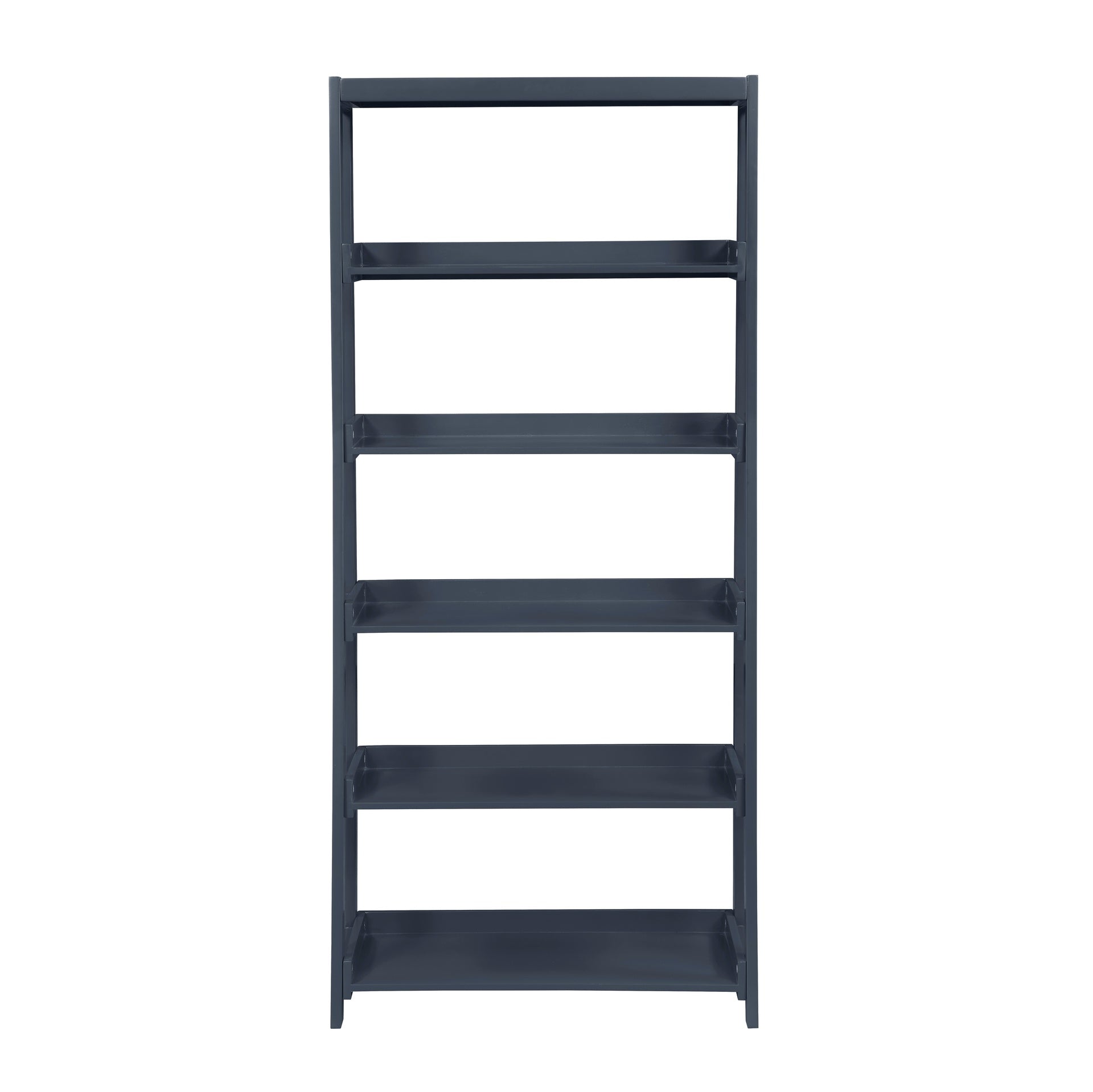 Modern Traditional Bookcase 5-Shelves Sleek Blue Finish Wooden Furniture 1pc Display Rack