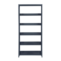 Modern Traditional Bookcase 5-Shelves Sleek Blue Finish Wooden Furniture 1pc Display Rack