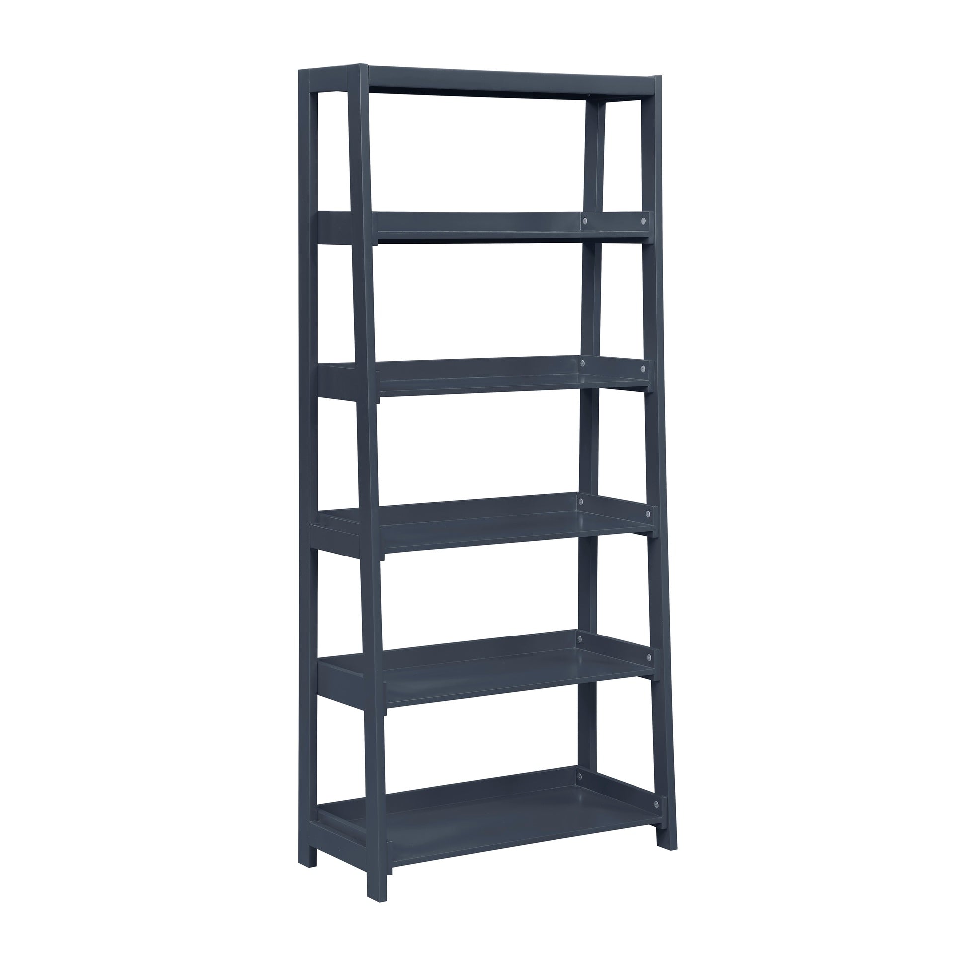 Modern Traditional Bookcase 5-Shelves Sleek Blue Finish Wooden Furniture 1pc Display Rack