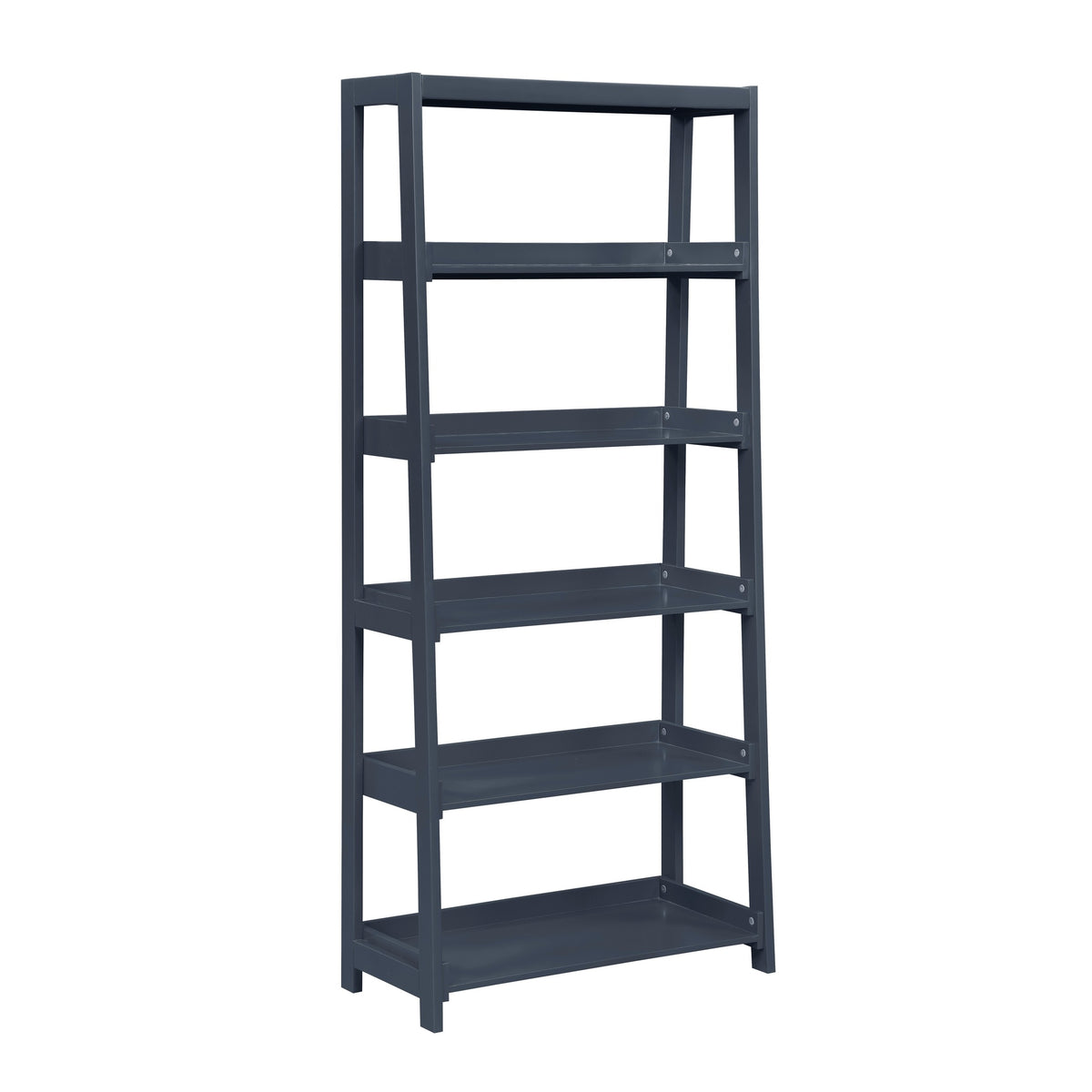 Modern Traditional Bookcase 5-Shelves Sleek Blue Finish Wooden Furniture 1pc Display Rack