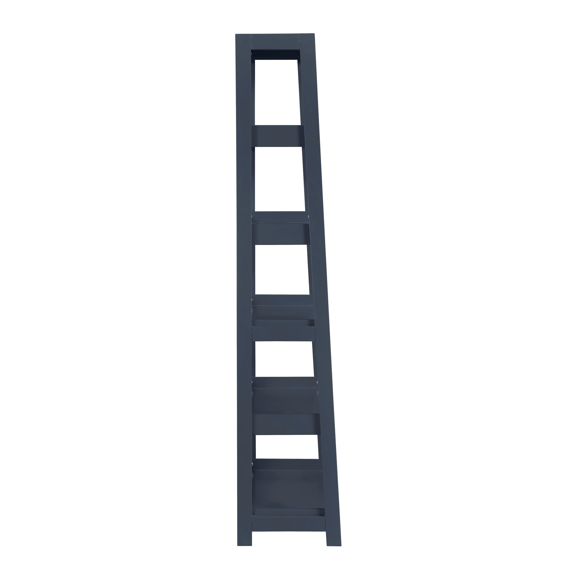 Modern Traditional Bookcase 5-Shelves Sleek Blue Finish Wooden Furniture 1pc Display Rack