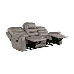 Grayish Brown Modern Reclining Sofa Set 2pc Sofa Loveseat Plush Seating, Polished Microfiber Upholstery Solid Wood Frame Living Room Furniture