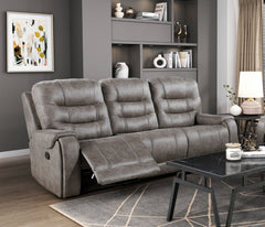 Grayish Brown Modern Reclining Sofa Set 2pc Sofa Loveseat Plush Seating, Polished Microfiber Upholstery Solid Wood Frame Living Room Furniture