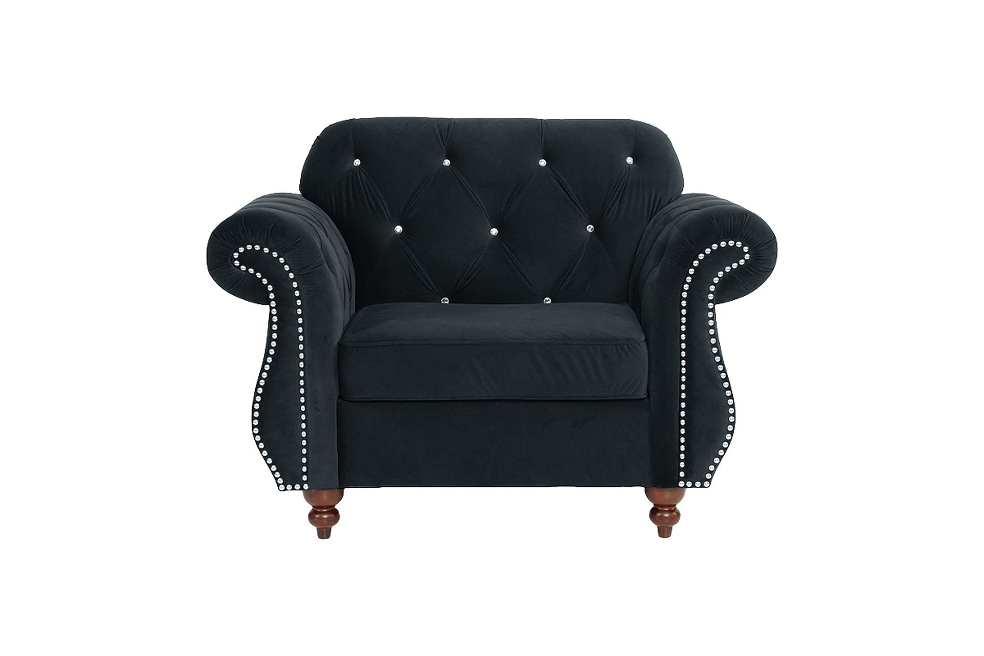 Formal Luxury Look 1pc Black Velvet Chair Living Room Furniture Plush Tufted Back Seat Chair Couch