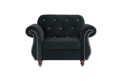Formal Luxury Look 1pc Black Velvet Chair Living Room Furniture Plush Tufted Back Seat Chair Couch