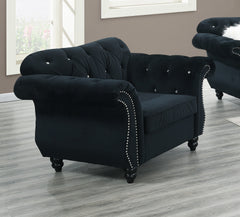 Formal Luxury Look 1pc Black Velvet Chair Living Room Furniture Plush Tufted Back Seat Chair Couch