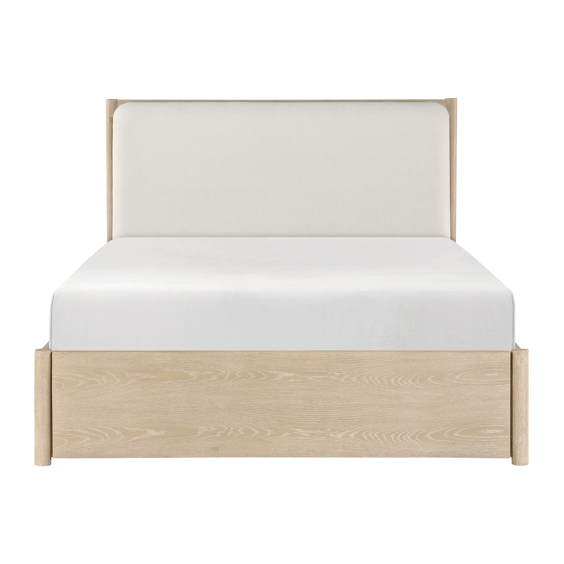 King Platform Bed Upholstered Headboard with USB Charging Ports Built-in Shelves Footboard Storage Bedroom Furniture 1pc
