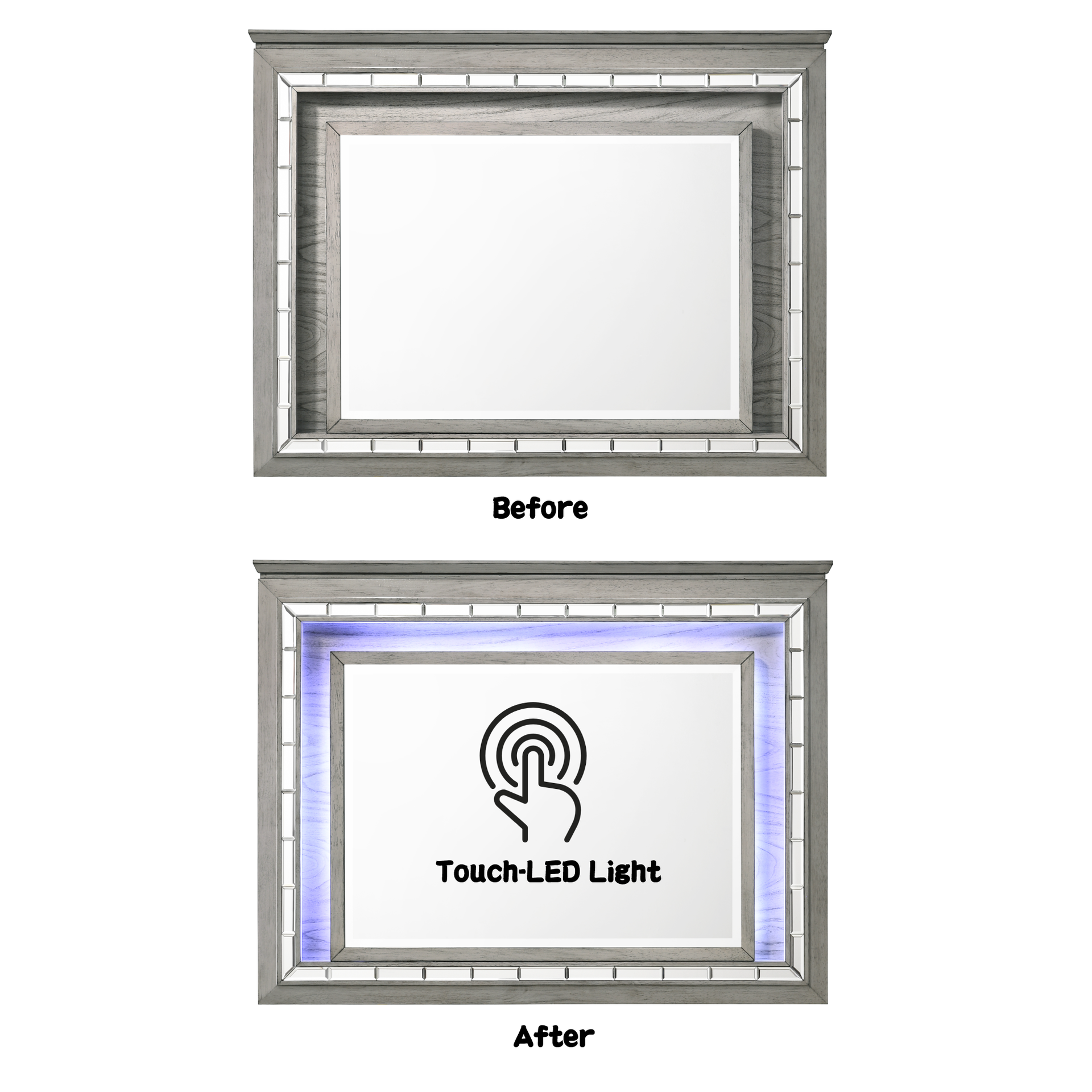 Antares Light Gray Oak Finish Mirror W/Led